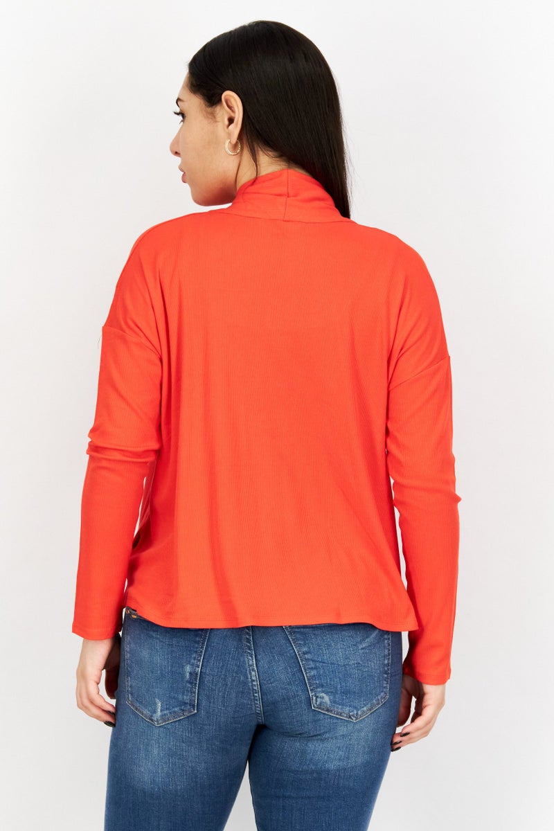 BB Dakota Women Open Front Plain Cardigan, Scarlet - Image 2